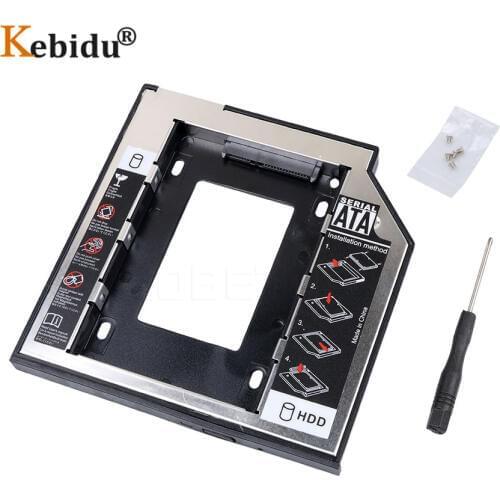 Universal 2nd HDD Caddy 9.5mm SATA 3.0 2.5" SSD HDD Case Hard Disk Drive Enclosure ODD Optical Bay Aluminum + Plastic