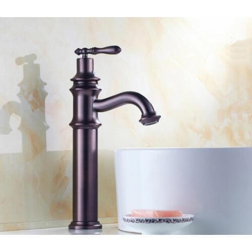 Bathroom wash basin faucet mixer with pull out,Oil Rubbed Bronze single hole water tap kitchen, Copper sink basin faucet antique