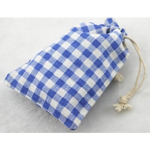 10x14cm Blue Cross Vintage Cotton Burlap Jute Favour Candy Gift Bags Wedding Party Pouches