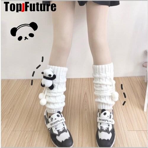 Japanese JK uniform night style Korean colorful Lolita girls ins WITH PANADA girls pile up socks Foot warming cover