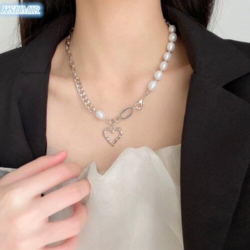 Kshmir Natural pearl splicing necklace female light luxury temperament advanced sense clavicle chain summer joker neck chain