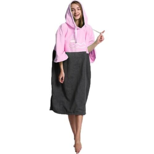 Womens Mens Microfiber Hooded Surfing Beach Poncho Towel with Hood Quick Dry Changing Bath Robe Towel