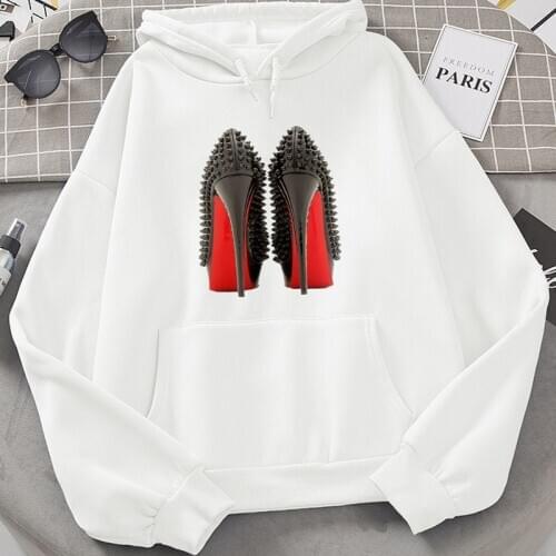Korean Style Hoodies Women Sweatshirt Harajuku High heels Print Hooded Aesthetic Hoodie Winter Fall Ladies Streetwear pullover