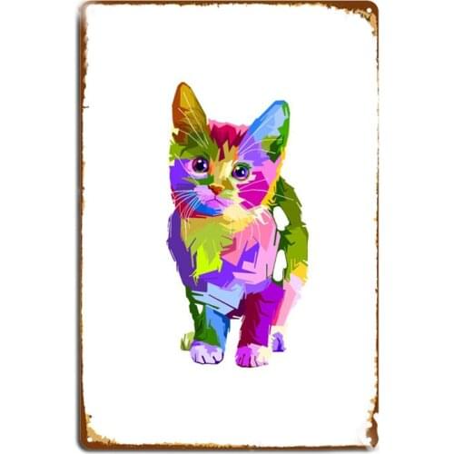 Cat Metal Signs Retro Tin Sign For Baby Birthday Bar Club