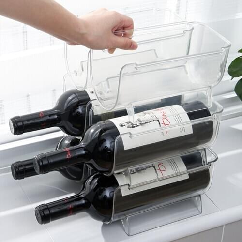 4Pcs Transparent Wine Rack Storage Universal Wine Bottle Holder Refrigerator Storage Organizer Kitchen Decoration