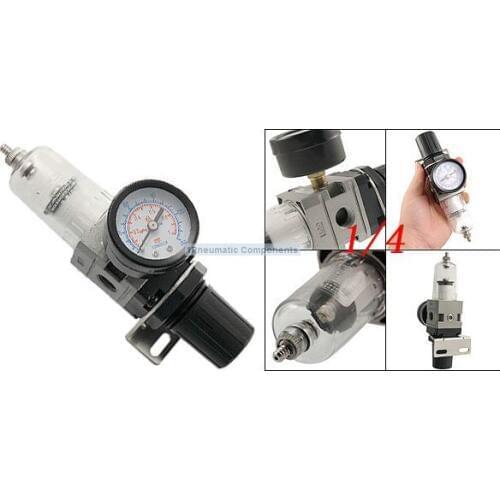 Free Shipping 2PCS/Lot SMC Type 150PSI Air Pneumatic Filter Regulator 1/4'' Pressure Meter Gauge Combo Unit AW2000-02