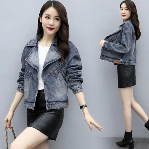 2021New Spring Autumn Denim Jacket Women Short Ins Tide Korean Casual Cowboy Coat Female Loose Jeans Long Sleeve Jackets Top 253