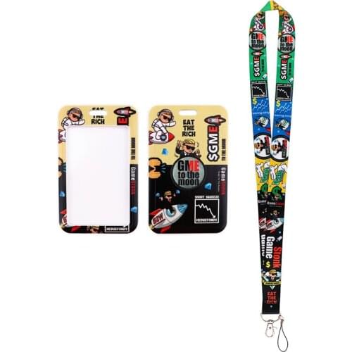 24pcs/lot MD579 DMLSKY Cartoon Funny Rich Man Card Holder ID Holder Bus Card Holder Staff Card With Lanyard