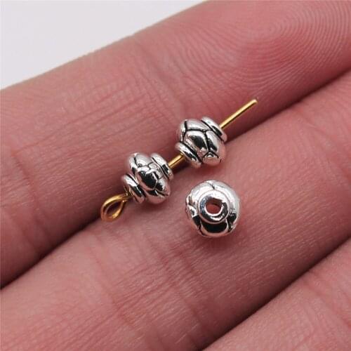 Tristana 40pcs Spacer Beads Diy Jewelry Findings Accessories Charms Antique Silver Color 5x6mm