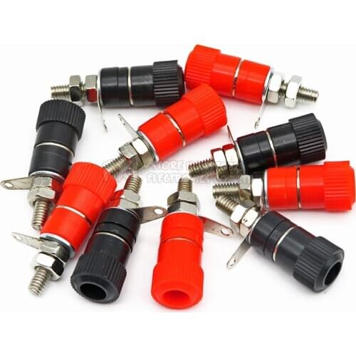5PCS Terminal Blocks JS-910B 4MM Black Red FDKJGECF Terminal Connector Binding Post Banana Plug Amplifier Jack Mount