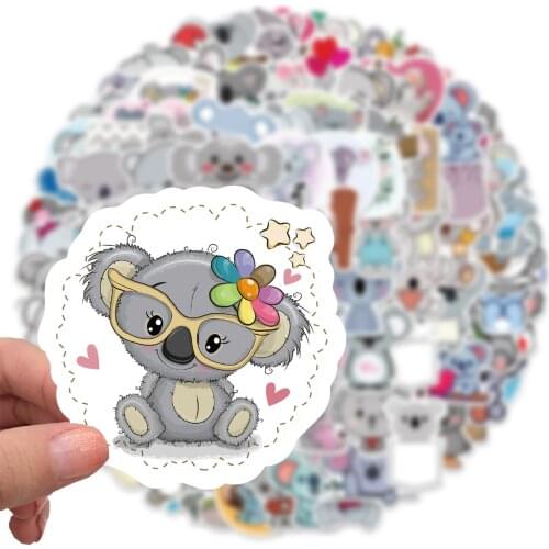 50/100pcs Cartoon Series Animal Sticker Cute Koala Stickers Childrens Toys Waterproof DIY Skateboard Guitar Bike Suitcase Decal