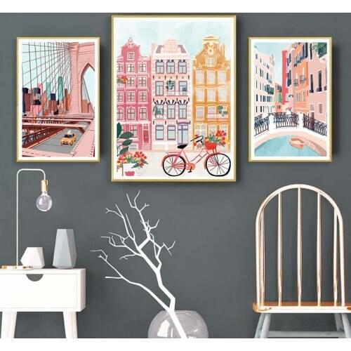 Cartoon Landscape Diamond Painting 5D DIY Full Square Drill City Scenery Diamond Embroidery Home Room Decor Art