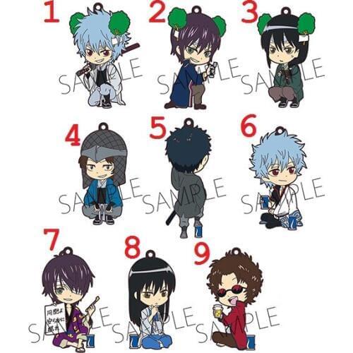 Gintama Anime keychain Sakata Gintoki Toushirou Kagura Shimura Shinpachi Okita Sougo Rubber strap/mobile phone charm D159