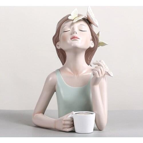 Butterfly Girl Sculpture Resin Statue Figurine Character Craft Gift Home Living Room Decoration Office Desk Accessories Ornament