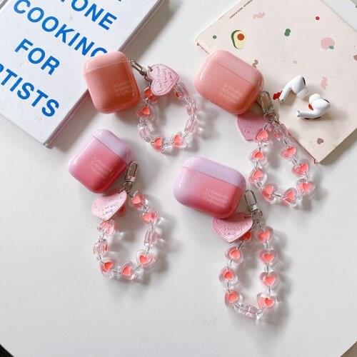 For Apple AirPods 2/3 Case AirPods Pro With love heart Anti-lost wristband chain Cover Silicone Earphone Protect Case AirPods 2