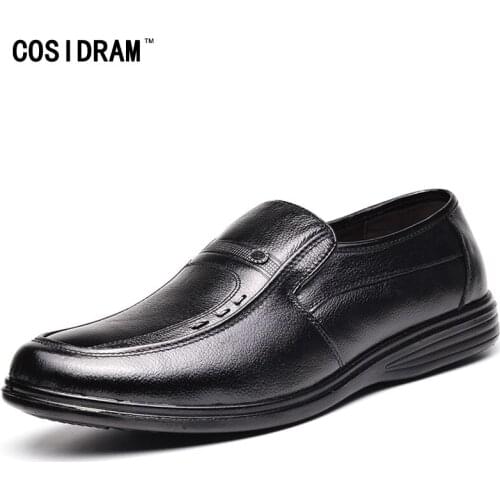 COSIDRAM PU Leather Men Shoes Slip On Fashion Men Casual Shoes 2018 Spring Autumn Footwear For Male Comfortable Black BRM-964