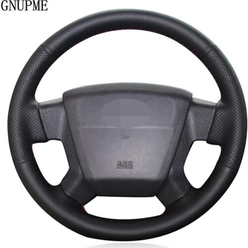 DIY Hand-stitched Black Genuine Leather Car Steering Wheel Cover For Jeep Compass 2006-2010 Old Patriot 2007-2010