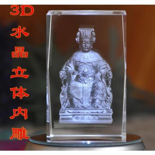 HOME OFFICE protective-efficacious Talisman House Protection Mazu Goddess Matsu 3D crystal statue Decoration Collection gift