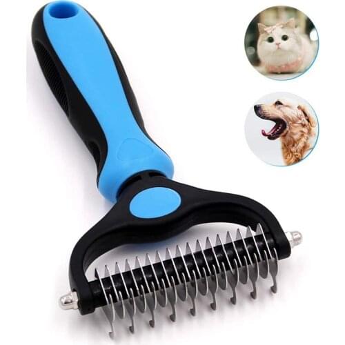Pet Stainless Double Sides Brush Cat Dog Hair Removal Comb Grooming Dematting Deshedding Blade For Matted Long Fur