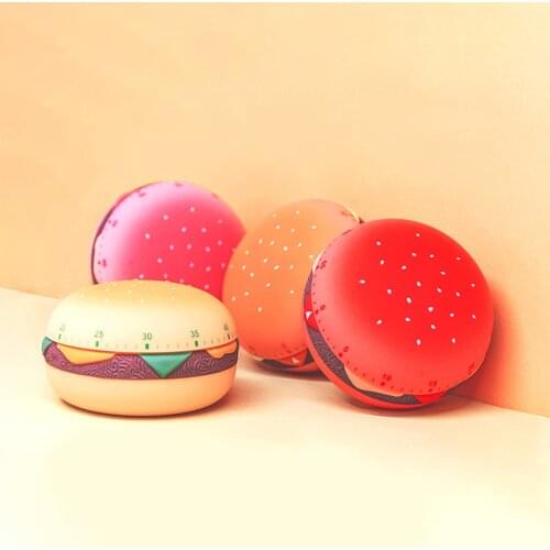 Kitchen Timer Cartoon Hamburger Creative Styling Countdown Management Cooking Reminder Tool