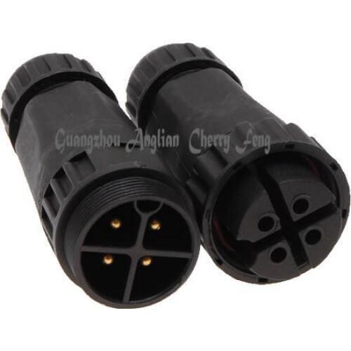 10 sets/lot) Brass screw Gold plate M22 4 pin Butt Type IP68 Waterproof Connector High-power Male to female electric wire joint