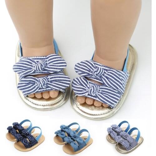 Summer Cute Baby Girl Baby Bowknot Cloth Sole Soft Sole Sandals Toddler Shoes Bowknot Toddler Infant Prewalkers Baby Sandal#P30