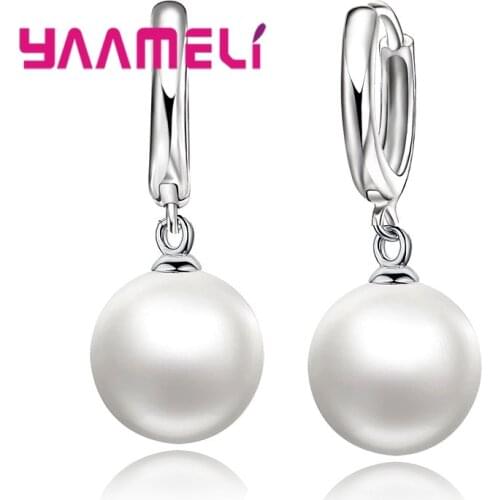 Fashion Freshwater Pearl Earring Accessories 925 Sterling Silver Huggie Earwire Hoop Earrings For Women/Girls