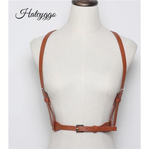 HATCYGGO Fashion Women Belt Slim Leather Belt Female Straps Harness Body Bondage Female Belts Adjustable Metal Buckle Waistband