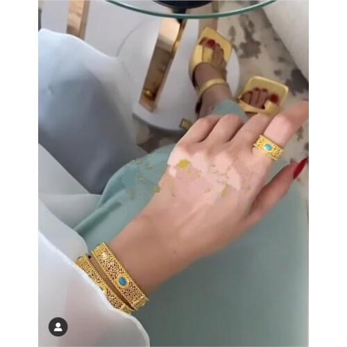 Janekelly luxury Unique African Bangle Ring Set Jewelry Sets For Women Wedding Cubic Zircon Crystal CZ Dubai Bridal Jewelry Set