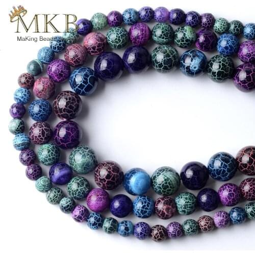 Natural Smooth Colorful Agates Cracked Stripes Onyx Stone Round Beads Spacer Beads For Jewelry Making 6/8/10mm Diy Bracelet 15"