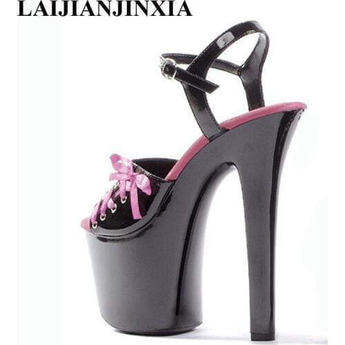 LAIJIANJINXIA Sexy Lace Slippers Shoes 17CM High Heel Shoes 7cm Platforms Night Pole Dance Performance /Star/Model Dance Shoes