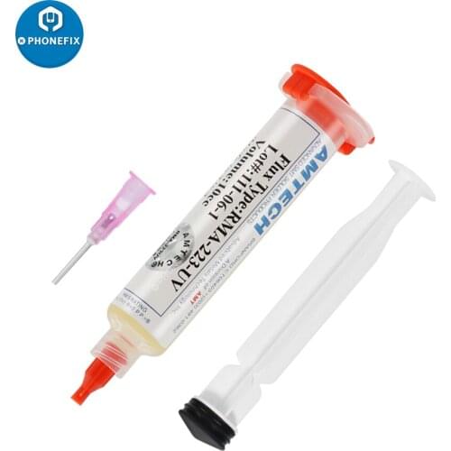 RMA-223-UV Paste with Syringe Needle for Mobile Phone BGA Soldering Made in USA! AMTECH RMA-223 Welding Paste