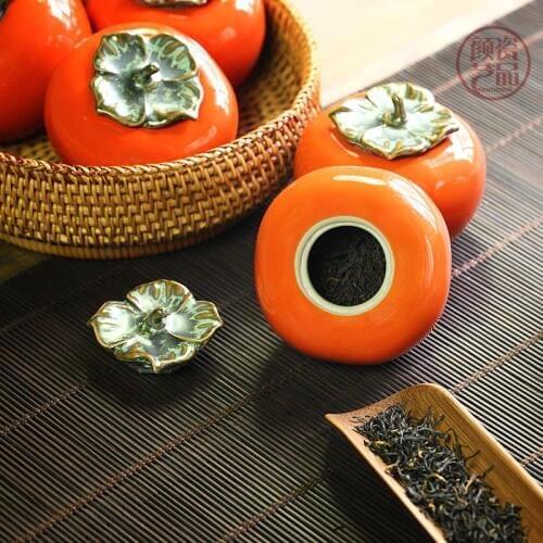 Christmas Ceramic persimmontea set tea pot persimmon Ruyi Mini Tea warehouse sealed container tea tray ornament tour portable