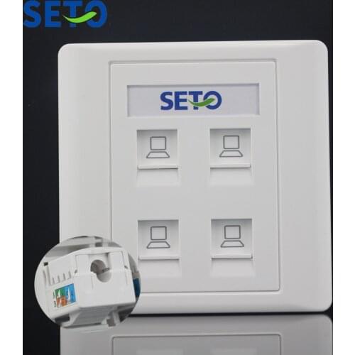 SeTo 86 Type Four Ports Network Lan Gigabit RJ45 Cat6 Wall Plate Socket Keystone Faceplate