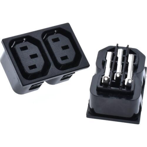 Chassis Female 3PIN Two In One IEC320 C13 C14 AC Inline Socket Plug Adapter Industrial Power Supply Output Outlet 10A/250V