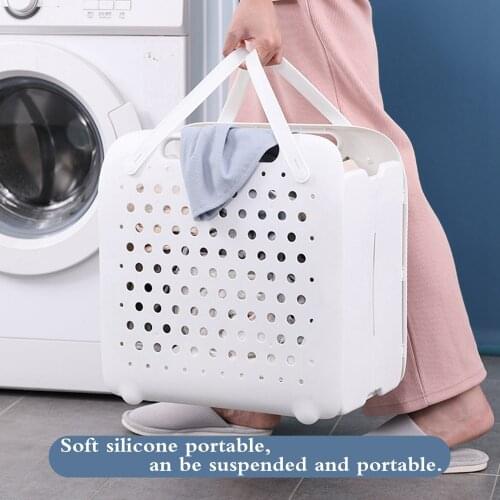 Folding Dirty Clothes Basket Dirty Clothes Basket Plastic Hollow Household Wall-mounted Bathroom Laundry Basket Home Storage
