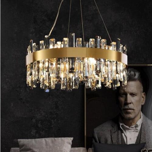Modern crystal chandelier living room circular simple decorative lamp designer creative crystal lighting