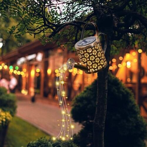 Landscape Lighting Lights Ornament Solar Rust-proof Wrought Iron Hollow Shower Lamp Unique Outdoor Garden Decoration