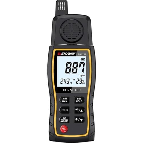 SW-723 Handheld Carbon Dioxide Detector CO2 Gas Concentration Tester Alarm Air Quality Analyzer 0-9999ppm Measuring Range