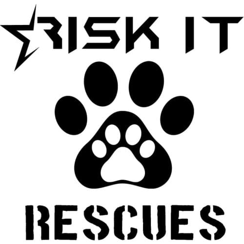 10.2CM*10.2CM Risk It Rescues Dog Cat Car Window Vinyl Decal Sticker Paw Car Styling Fashion Car Stickers Black Sliver C8-1014