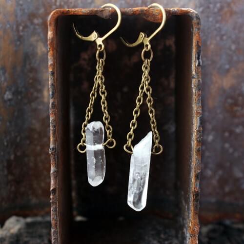 Natural Crystal Stone Drop Earrings Personality Boho Ethnic Vintage Handmade Dangle Earrings 2020 Earrings for Women Jewelry