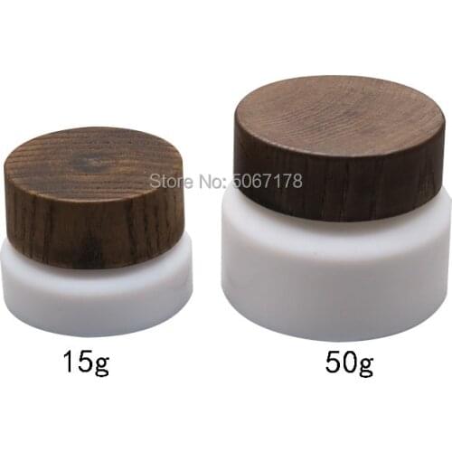 10pcs High Grade 15g 50g Empty Cosmetic Pack For Eye Cream Portable Travel Cream Box White Glass Jar Refillable Bottle