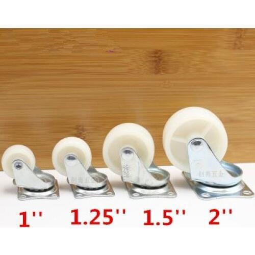 2 Pcs White 1-2 inch Single Wheel Light Duty Swivel Plate Plastic Rectangle Top Plate Move Flexible Light Duty Caster Wheel