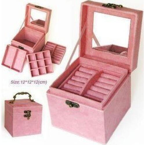 3 layers deerskin makeup tool set bag storage jewelry box organizer