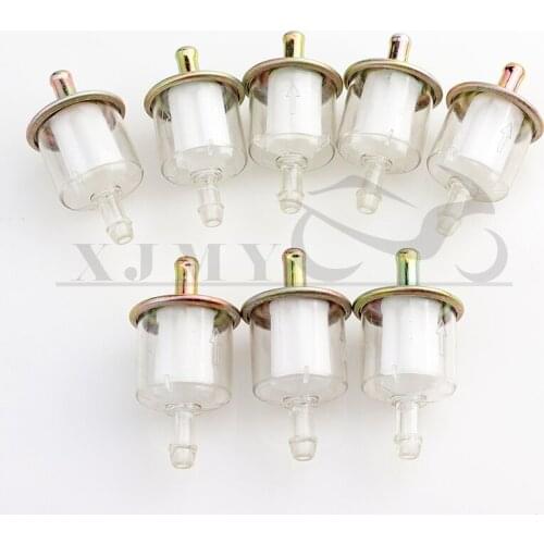 4 Pcs Universal Motorcycle Petrol Gas Oil Fuel Line Filter 5/16" 8mm Pit Dirt Bike ATV Go Kart Bronze Metal Cover
