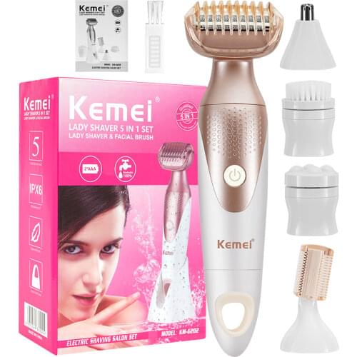 5 IN 1 Waterproof Multi-Part Trim Smooth and Painless Lady Electric Shaver Epilator Fine Eyebrows Washing Instrument with box