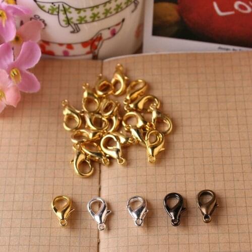 50pcs Diy Accessories 14mm and 16mm Various Color Alloy Lobster Clasp Wholesale Foundation Accessories Clasps & Hooks Zinc Alloy