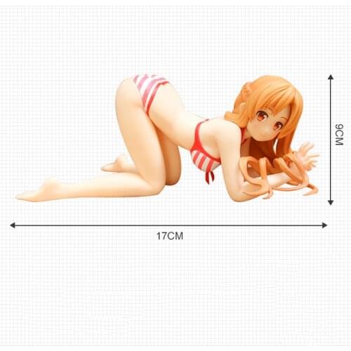9cm Anime Sword art online Asuna Swimsuit Ver. PVC Action Figure Stand Anime Figure Japanese Adult Collectible Model Dolls