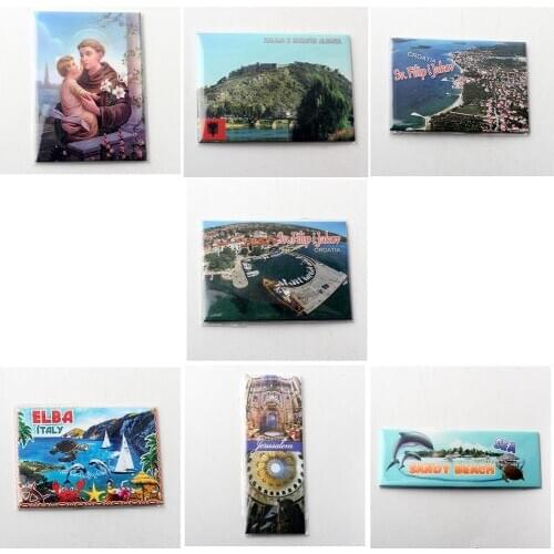 Albania Croatia Italy Jerusalem Metal wrapped TinPlate Fridge Magnets Paper Fridge Magnet Quality Souvenirs for world Attraction