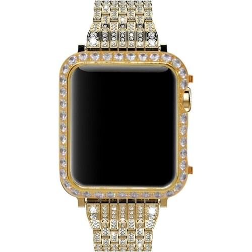Callancity for Apple Watch series 3 series 2 series 1 diamond case bezel crystals handwork inlaid black platinum plating